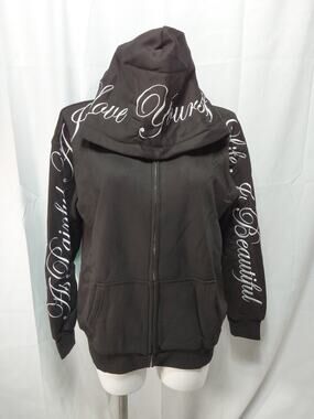 Yours Truly XL Black "Love Yourself" Full Zip Hooded Jacket